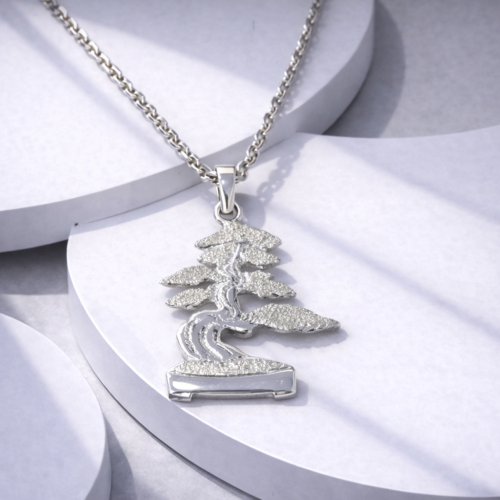 Strieborný prívesok bonsai – originálny ručne vyrobený šperk